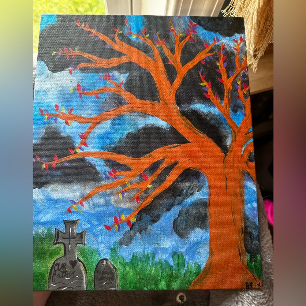 Hand painted spooky tree